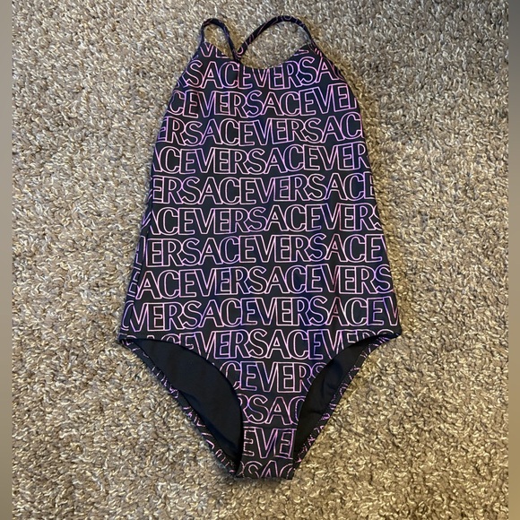 Versace Kids Swim One Piece - Black and Purple - Picture 1 of 5